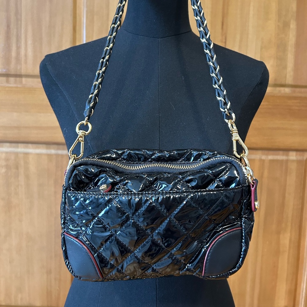 MZ Wallace Shiny Black Crossbody Bag - Picture 2 of 3